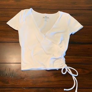 Hollister White Crop top Tee